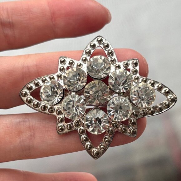 Art Deco Style Crystal Brooch Vintage - Picture 2 of 5
